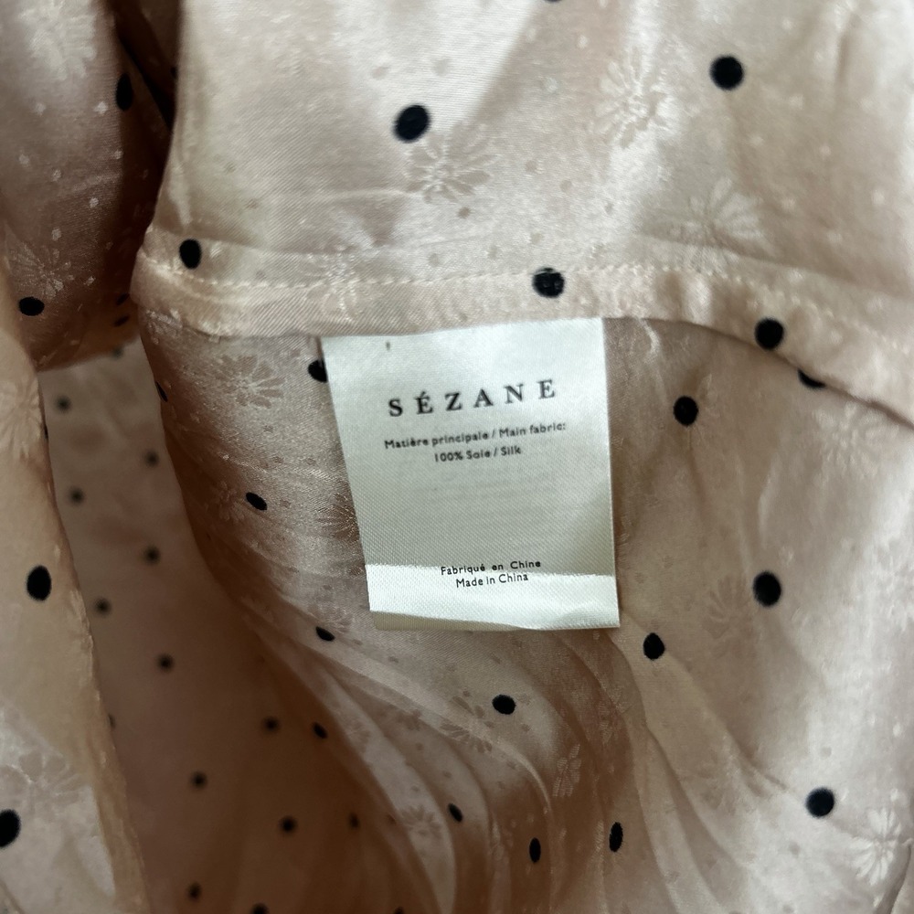 Sezane Pink Blouse Ruffle Silk Long Sleeve - Picture 2 of 7